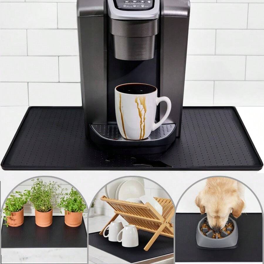 硅胶咖啡垫、浓缩咖啡饮料吧台配件、防水耐热碗碟干燥垫，固定在厨房台面上