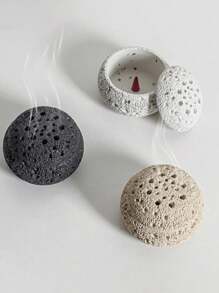 1 Stück einfacher schwarzer Betonloch-Duftstoffverteiler, runder Duftstein aus Harz & Räucherstäbchenhalter Aromatherapie Accessoire, geeignet für Meditation, Heimdekoration, Küche, Café, perfektes Einweihungsgeschenk