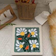 1 Set Punch Nadel Anfänger Set mit verstellbaren Kunststoff Nadeln, gemischte Farben Garn, Jahreszeiten Blumen Thema Bastelset, komplettes Material enthalten, DIY handgefertigtes Nähset mit Blumenmuster, einfaches Latch Hook Teppich Set für Heim-Dekoration, Kunst und Handwerk Geschenk für Frauen, Erwachsene und Schule