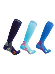 3 Pairs Women's Sports Running Compression Socks, Nylon Quick Dry Breathable Marathon Leg Support Socks - Multicolor - View 10