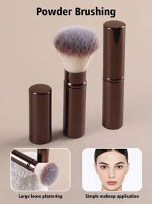 1pc Collapsible Powder Brush, Blush Brush, Foundation Brush With Cap, Soft Bristles, Easy Application Makeup Tool