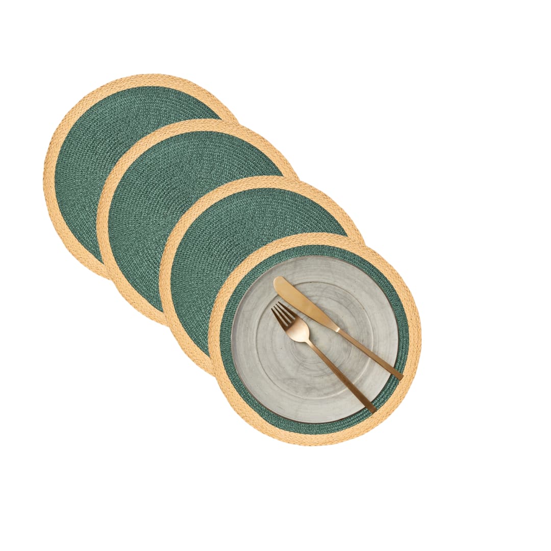 04 Units Placemat Rest 39cm Round With Decorated Cotton Edge Table Decoration 03 Colors - 米色 - 查看 1
