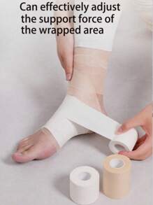 1pc White Wrist & Ankle Support Bandage, With Adhesive Tape And Serrated Gauze, Sports Bandage, White Tape, Fitness Accessories, Sports Tape - White - View 3