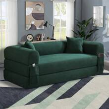 Compression Sofa - Convertible Floor Foldable Sofa Bed - With 2 Pillows, Corduroy, Queen Size - 墨綠色 - 查看 4