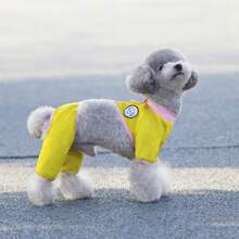 新款春夏宠物服装，25号猫咪防蚊四脚裤，宠物服饰，动物服装，小型犬服装，新款休闲装，英伦风宠物服饰，透气运动套装带牵引绳扣 - 黃色 - 查看 6