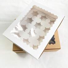 2pcs/5pcs/10pcs/50pcs 1/2/4/6/12 Hole Cupcake Boxes With Clear Window, Muffin Tart Container, White Paper Board Boxes For Cookies, Snacks, Desserts, Cake House, Party Gifts, Bakery Packaging, Cooked Food Gift Boxes, Baking Supplies - Paper - View 8