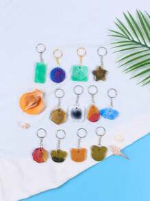 1pc/12pcs Multiple Geometric Pendant Silicone Molds With Hanging Holes, Jewelry UV Resin Molds, Epoxy Resin Necklace Keychain Molds - White - View 9