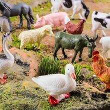 12PCS Miniature Farm Animal Simulation Models, Including Mini Chickens, Ducks, Geese, Horses And Cows, Suitable For Children's Holiday Gifts For Science And Cognitive Development - Multicolor - View 5