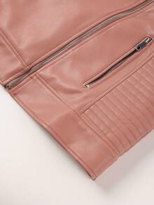 Giolshon Women's Plus Size Street - Style Faux Leather Moto Jacket - Short PU Coat With Lining & Pockets, Casual Edgy Urban Wear