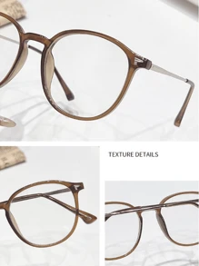 1pc Men's And Women's Glasses TR90 Ultra-Light Plain And Thin Cold Brown Round Frame Retro Goggles Ins Style Internet Celebrity Glasses Frame 2025 New Semi-Metal Frame Hipster Decorative Glasses Accessories Daily Eye Protection And Radiation Protection