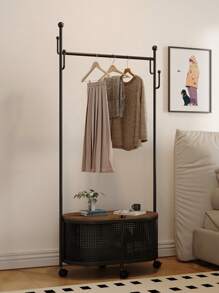 Decoración del hogar, perchero metálico con ruedas para colgar ropa, de estilo crema con motivos de líquenes colgantes, de montaje rápido