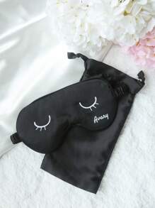 2PCS Personalized Name Eye Mask With A Storage Bag Custom Sleep Mask Personalized Silky Soft Satin Eyemask Wedding Favor Lustrous Imitation Silk Satin Cute Closed Eyes Sleep Mask Set Wedding Favors Gift For Women Best Bridesmaid Gift Bridal Party Gift - Multicolor - View 12