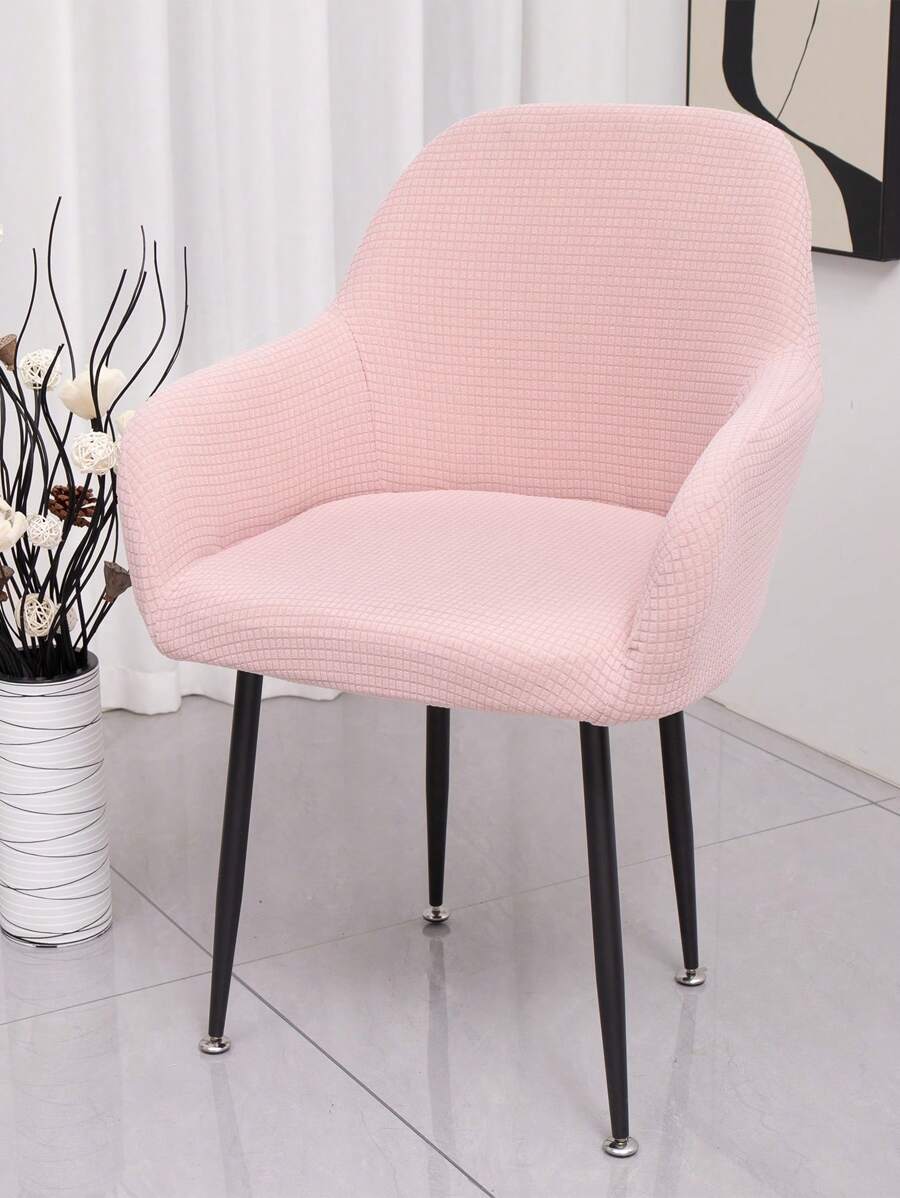 Funda de silla de oficina con reposabrazos altos de color rosa piel, impermeable e integrada, con forma elástica. Funda universal todo incluido para silla de computadora, silla de comedor de hotel, silla de maquillaje. - cuero rosa - Ver 1
