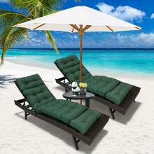 Outdoor Folding Lounger Chair Cushion Recliner Rocking Chair Sofa Mat Deck Chair Cushion For Yard Patio Beach Pool Deck For Outdoor Folding Chaise Lounge Chair Cushion For Beach Sunbathing Patio - 墨綠色 - 查看 6