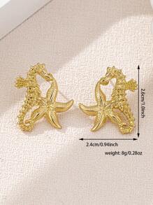 1 Pair Fashionable, Elegant & Delicate Starfish Shaped Earrings - Seahorse - View 2
