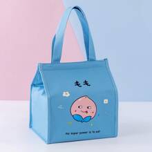 Foldable Insulated Lunch Box Bag With Carry Handle, Suitable For Outdoor, Men/Women, Students, Office Workers, Picnic - Reusable Portable Lunch Bag - Blue - View 3