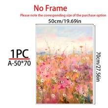 1 szt. Różowy wiosenny dziki kwiat botaniczny plakat artystyczny bez ramki nowoczesny współczesny styl - estetyczny kolorowy kwiat boho obraz na płótnie wydruk do wystroju Cottagecore, minimalistyczny kwiatowy obraz ścienny, poziomy wydruk artystyczny tuszem na powierzchni płótna