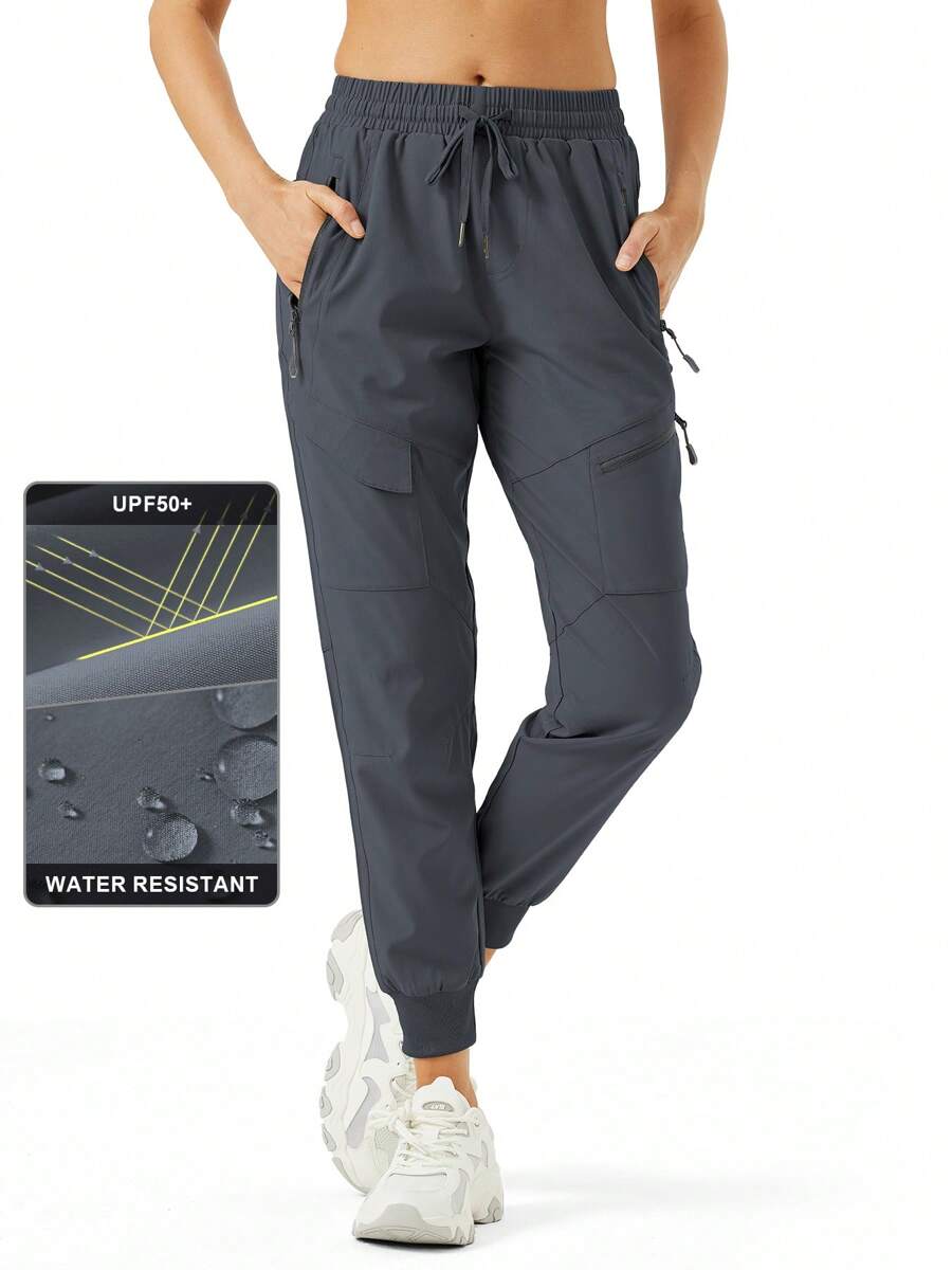 Hiking Cargo Joggers Pants For Women Lightweight Quick Dry Joggers Water Resistant UPF 50+ Long Pants Golf Athletic Casual Pants - 深灰色 - 查看 1
