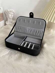 1 PIEZA Caja de almacenamiento de joyas de PU portátil de varias capas, adecuada para guardar pulseras, anillos, pendientes, collares, decoraciones de boda, regalos del Día de San Valentín