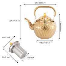 RibasuBB 2L Stainless Steel Teapot With Tea Filter, Hammered Gold Design, Anti-Scald Handle, Easy Clean, Ideal For Induction & Gas Stoves, Perfect Gift For Tea Lovers
