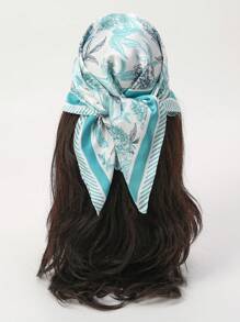 1pc Simple Printed 70cm Bandana Scarf, New Spring Versatile Scarf/Headband/Belt Accessory, Geometric Pattern Casual Square Scarf For Women, Spring/Summer/Autumn