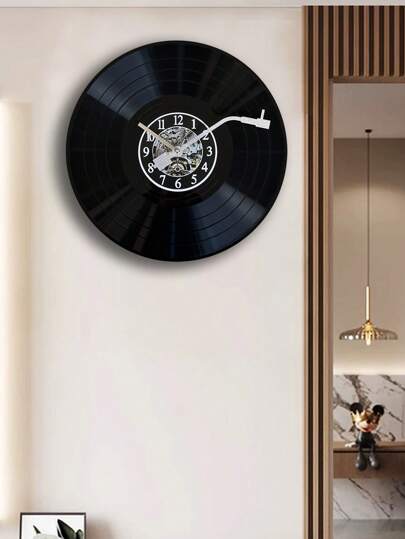 1pc 11.8in Retro Vinyl Record Klok Ornaments Wand Advanced Art Creative Clocks Medieval ation Living Room Bedroom Coffee Shop, The Kitchen Heart Of Home Inspired Cloc. view 8