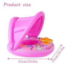 Baby Swimming Pool Floats, Baby Pool Float With Canopy, Inflatable Pool Swim Ring With Seat And Steering Wheel For Babies Toddlers Infant Training Summer - Multicolor - View 3