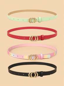 4pcs Kids New Thin Quality PU Belts, Suitable For Dresses, Skirts, And Decorations
