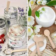 10/50/100pcs Disposable Wooden Round-Headed Spoons, Mini Spoons, Wood, Used For Dessert Spoons, Ice Cream Spoons, Cake Spoons, Graduation Party Supplies, Birthday, Wedding, Camping Meal, Concave Tip, Christmas, Easter, Halloween, Mother's Day And Other Festivals