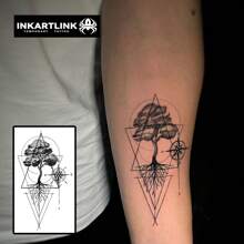 INKARTLINK Magic Water Transfer Botanical Tattoos | Revolutionary Plant-Based Formula | Up To 15-Day Waterproof Temporary Tattoos | Realistic Unique Designs | Minimalist Nordic Style - Black - View 3