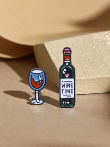 2pcs Cartoon Mini Red Wine Glass Brooch Pins, Scarf Clips Badges For Daily Wear, Bags, Gift For Friends And Classmates - Multicolor - View 12