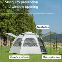 Hexagonal Tent Outdoor 3-4 Person Fully Automatic Quick Opening Camping Equipment Folding Convenient Canopy Integrated Tent - Silver - View 1