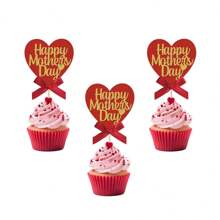 6 件母亲节蛋糕装饰，“最好的妈妈”、“我爱妈妈”蝴蝶图案，派对蛋糕装饰，母亲节生日派对甜点用品 - 彩色 - 查看 4