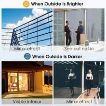 One Way Privacy Window Film, Daytime Mirror Reflective Heat Control UV Sun Blocking Non-Adhesive Static Cling Window Tint For Home And Office - Double-sided Silver - View 9
