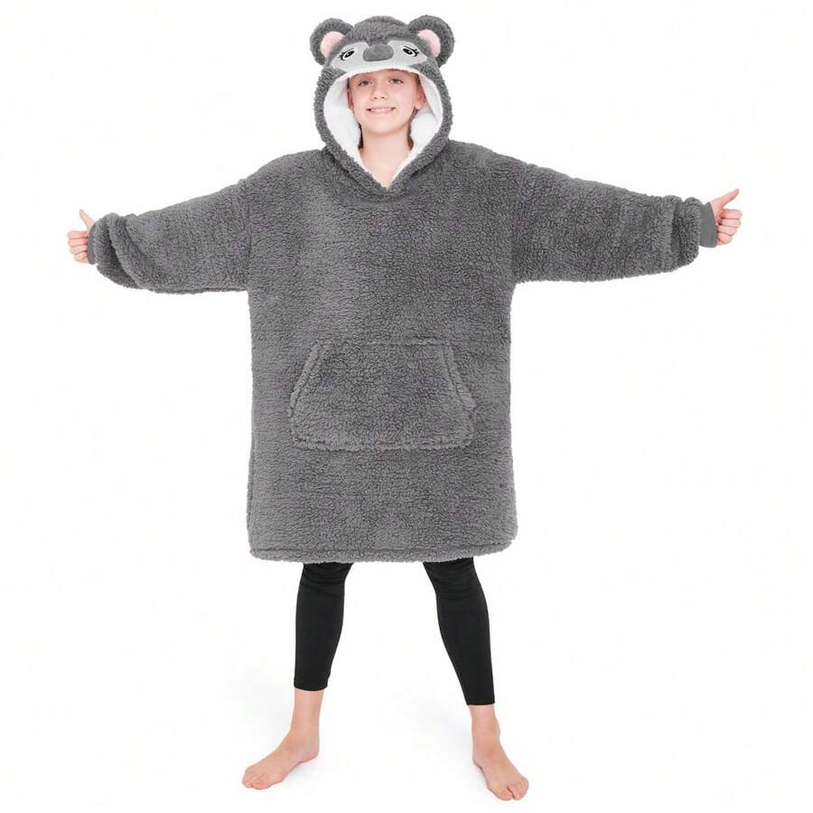 City Comfort Hoodie Blanket & Sloth Fleece Wearable Warm Camo Oversized With Cosy Sherpa Hood Loungewear Gift - Grey - View 1