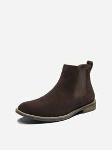 Men's Suede Leather Chelsea Ankle Boots - Brown - View 3