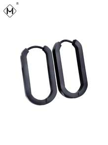 MEISILL 1 Pair Stainless Steel U-Shaped Flat Mirror Polished Hoop Earrings For Women, And Suitable For Daily Wear