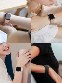 4条装编织单圈表带，兼容 38mm/40mm/41mm/42mm/44mm/45mm/46mm/49mm，男女通用，可调节弹力柔软尼龙表带，兼容 11/10/9/8/7/6/5/4/3/2/1/SE/Ultra/Ultra 2/3 - 彩色 - 查看 8