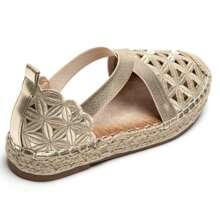 Espadrilles Plates en Dentelle Brodée avec Bride Croisée – Élégance et Confort pour l’Été - 金色 - 查看 7