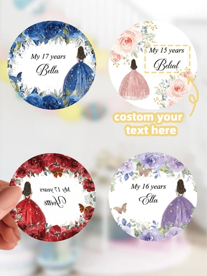 1~100pcs 4cm Custom Stickers, Personalized Photo Stickers Labels, Wedding Stickers, Photo Labels, Birthday Party Stickers, Personalized, Custom, Celebration Labels, Pictures Custom Photo Sticker, Personalized Picture Sticker For Anniversaries, For Valentine's Day Mother's Day Birthdays Children's Day Father's Day, For Weddings, For Housewarming School,Chic Design