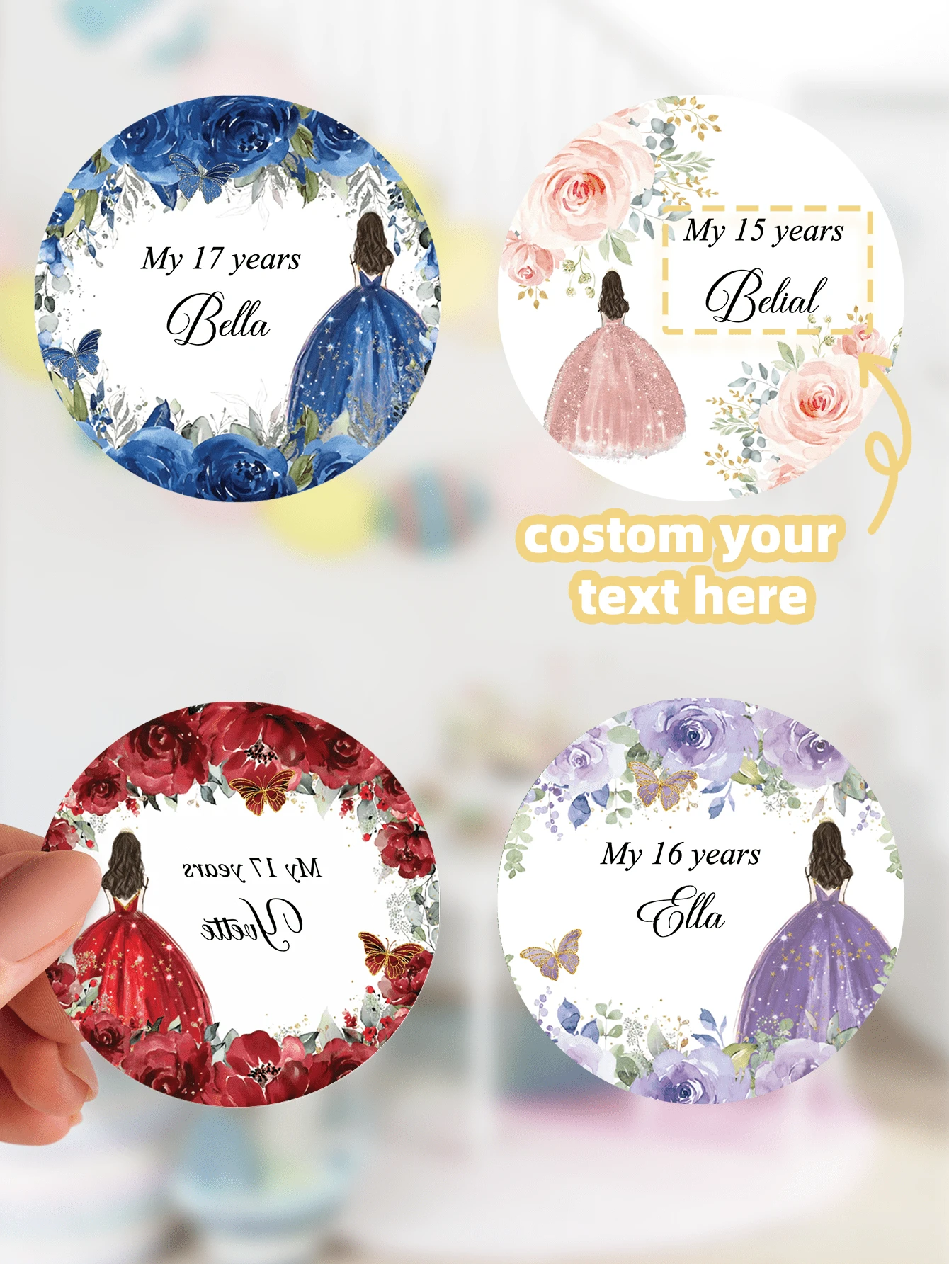 1~100pcs 4cm Custom Stickers,Personalized Photo Stickers Labels, Wedding Stickers, Photo Labels, Birthday Party Stickers, Personalized, Custom, Celebration Labels, Pictures Custom Photo Sticker, Personalized Picture Sticker For Anniversaries, For Valentine's Day Mother's Day Birthdays Children's Day Father's Day, For Graduation, For Weddings, For Housewarming School, Home, Office