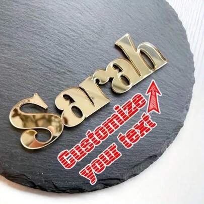 1pc Customizable Acrylic Name Plate, Available In Gold, Silver, Rose Gold, Mirror Finish, Suitable For Wedding, Party, Birthday Cake Decoration, Can Be Used As Name Tag, Desk Plate, Home Decor, Fashionable High-End Holiday Party Decoration, Perfect Gift For Family And Friends