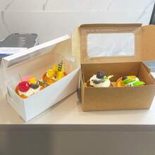 2pcs/5pcs/10pcs/50pcs 1/2/4/6/12 Hole Cupcake Boxes With Clear Window, Muffin Tart Container, White Paper Board Boxes For Cookies, Snacks, Desserts, Cake House, Party Gifts, Bakery Packaging, Cooked Food Gift Boxes, Baking Supplies - Paper - View 5
