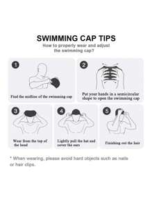 1pc Solid Color Silicone Waterproof Swimming Cap, High Elasticity Anti-Slip No-Pressure Diving Cap, Summer Beach Essentials Swimming Hat, Water Sports, Beach Accessories, Pool Float - Multicolor - View 4