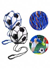 1 件便携式足球踢球训练网袋，男女皆宜，方便携带，无球，男女通用青少年足球踢球训练器，足球反弹练习腰包，球抛网袋，足球踢球训练设备，训练网袋，足球训练辅助器，足球储存网单人练习球架袋杂耍训练器，适用于家庭男孩青少年成人公园 - 彩色 - 查看 5