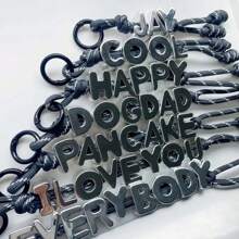 1pc Christmas Style Knitted Keychain, Customizable Acrylic Letter, Suitable As Christmas/Birthday Gift For Mother, Family, Friends