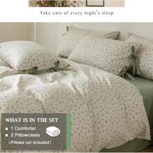 Vclife Vintage Floral Comforter Set Four Sizes, All Seasons Muslin Cotton Bedding Set, 3 Pieces Farmhouse Shabby Chic Jacquard Floral Comforter Set Perfect For Women And Men - 化纖印花被子-花骨朵 - 查看 3