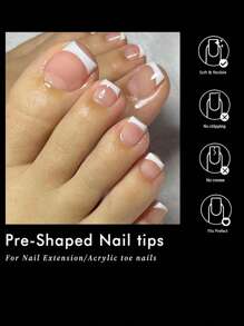 240 piezas de calcomanías mate para uñas de los pies, uñas artificiales acrílicas cuadradas de cobertura total, aptas para salones de uñas y pedicura en casa - Multicolor - Ver 4