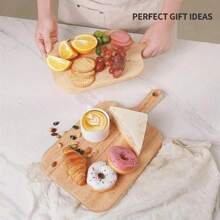 1pc Oak Wood Handle Cutting Board, Bread Board, Fruit Board, Butcher Block, Chopping Board, Double-Sided Cutting Board, Available In Large, Medium And Small Sizes, Suitable For Pizza, Cheese, Cooked Food, Bread, Cookies, Kitchen And Dining, Fruits, Outdoor, Parties, Wedding, Mother's Day, Christmas Gifts - Apricot - View 9