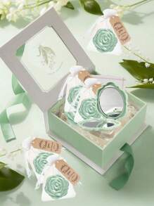 Set de 18 piezas, Recuerdos de boda que incluyen espejos con forma de rosa, etiquetas de agradecimiento, bolsa de organza con cordel de yute, para regalos de recuerdo para invitados a fiestas y bodas - Multicolor - Ver 1